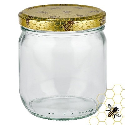 Bild 500g Honigglas mit Bienenwabe Deckel BasicSeal UNiTWIST